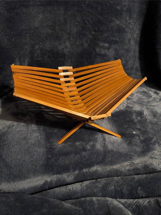 Other - Vintage Mid-Century Slatted Wood Folding Fruit Basket